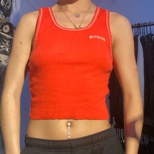 red bdg jeans crop top